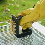 Grill Brush 3-In-1 Stainless Steel Scraper & Brass Bristles