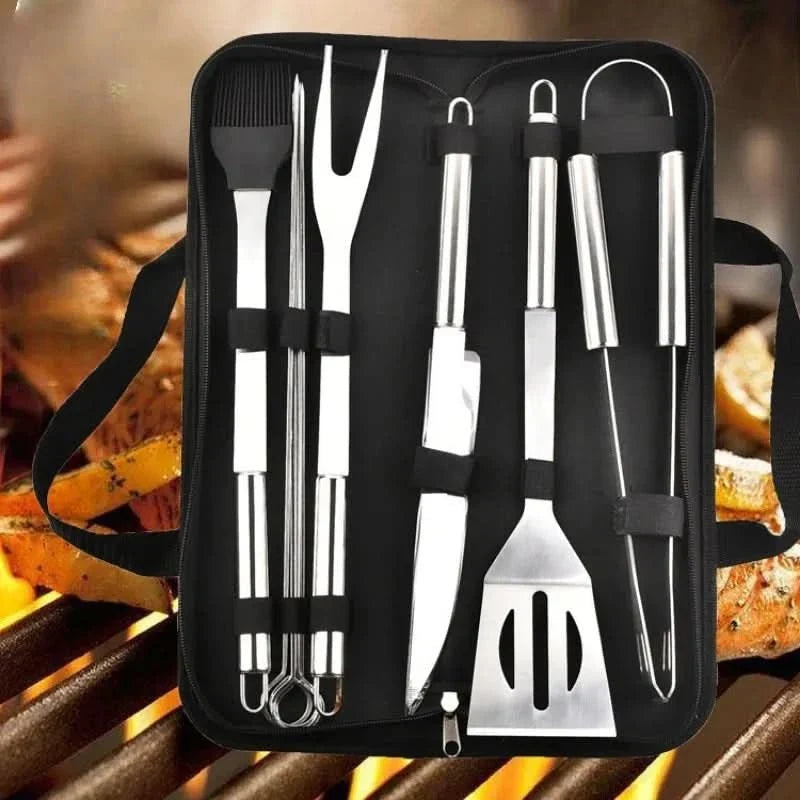 Grill Tool Set Stainless Steel Heat-Resistant With Carrying Bag