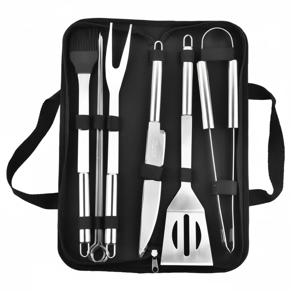 Grill Tool Set Stainless Steel Heat-Resistant With Carrying Bag