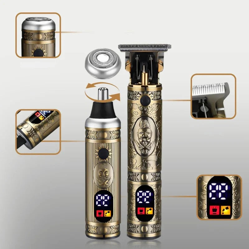 Grooming Trimmer Kit 4-in-1 USB Rechargeable Washable Heads