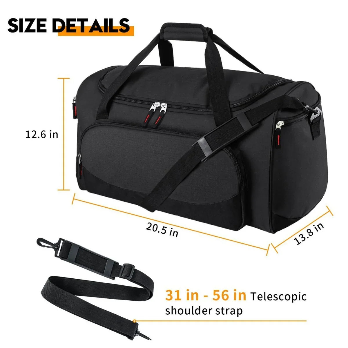 Gym Duffel Bag Large Capacity Shoe Compartment Wear-Resistant Fabric