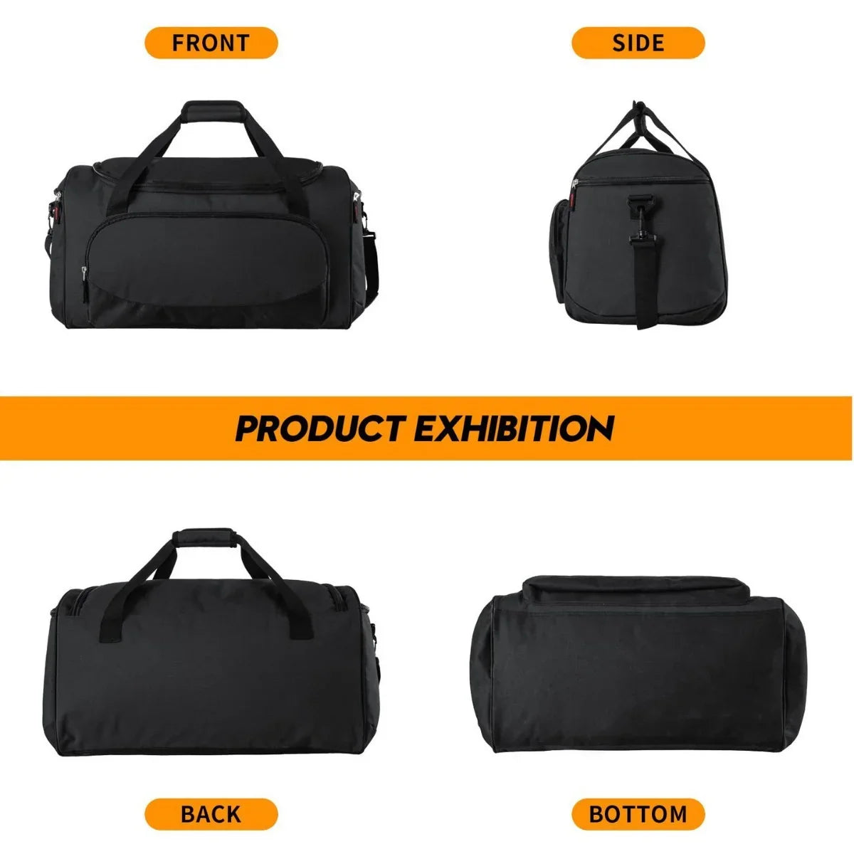 Gym Duffel Bag Large Capacity Shoe Compartment Wear-Resistant Fabric