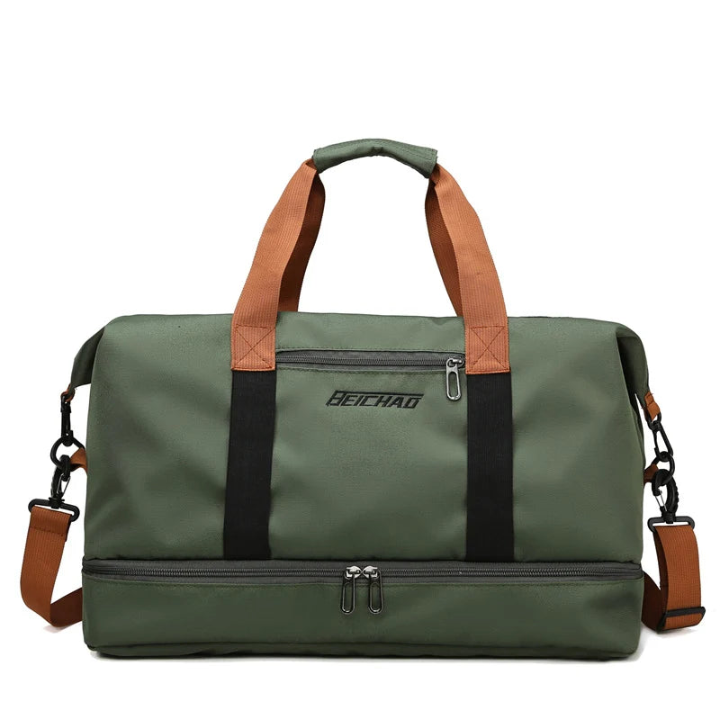 Gym Duffel Bag Water-Resistant Shoe Compartment Padded Shoulder Strap
