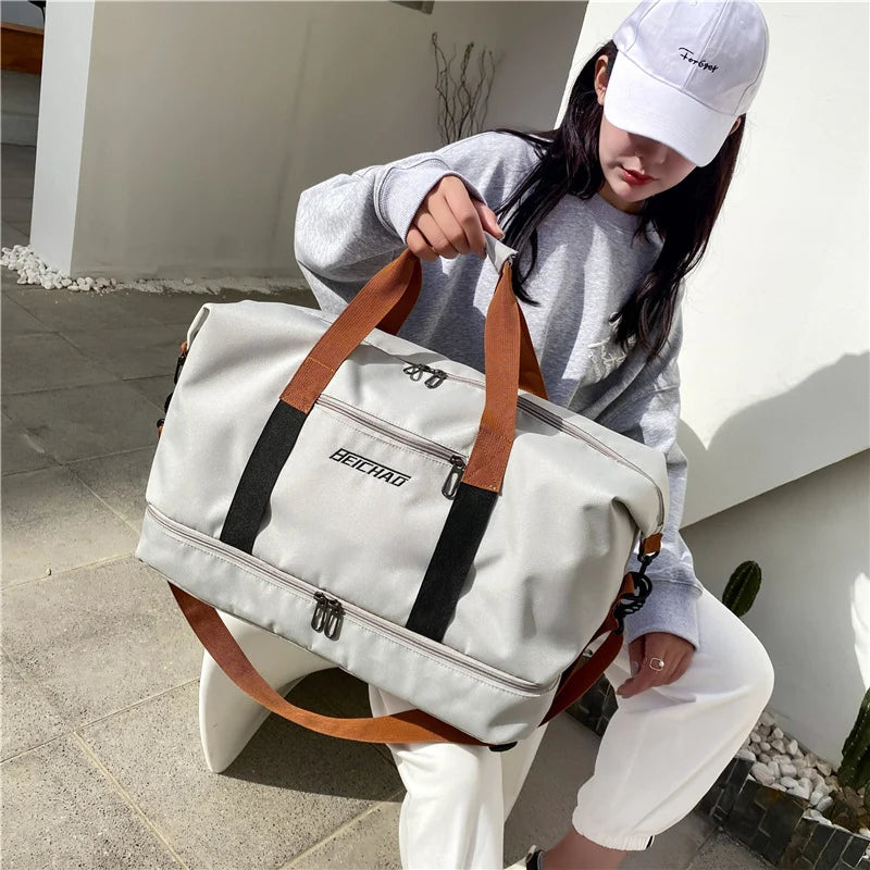 Gym Duffel Bag Water-Resistant Shoe Compartment Padded Shoulder Strap
