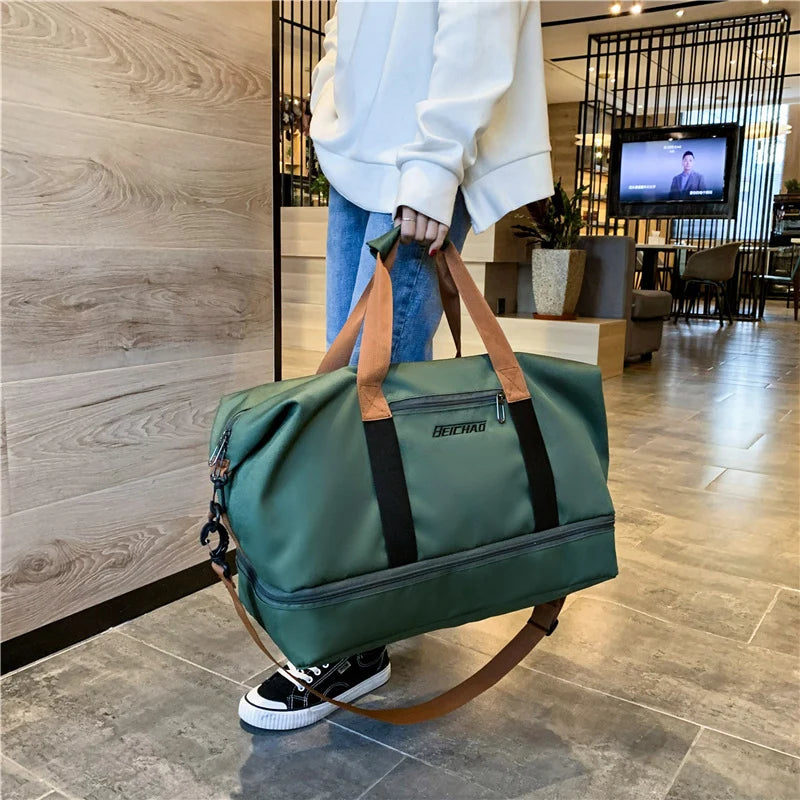 Gym Duffel Bag Water-Resistant Shoe Compartment Padded Shoulder Strap