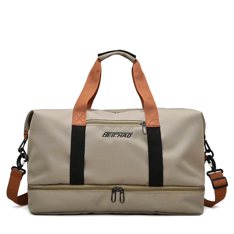 Gym Duffel Bag Water-Resistant Shoe Compartment Padded Shoulder Strap