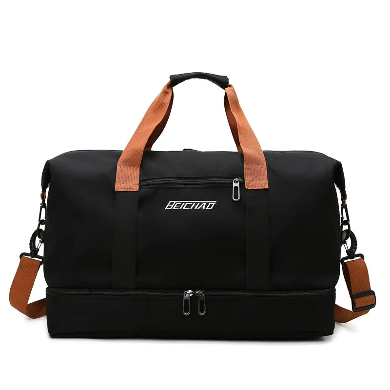 Gym Duffel Bag Water-Resistant Shoe Compartment Padded Shoulder Strap