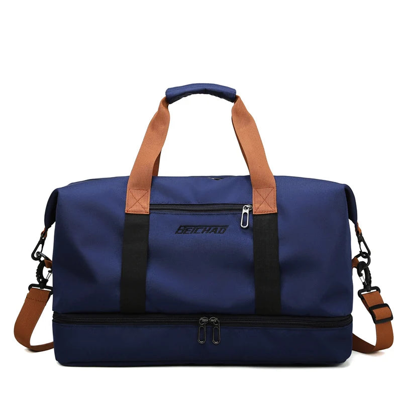 Gym Duffel Bag Water-Resistant Shoe Compartment Padded Shoulder Strap