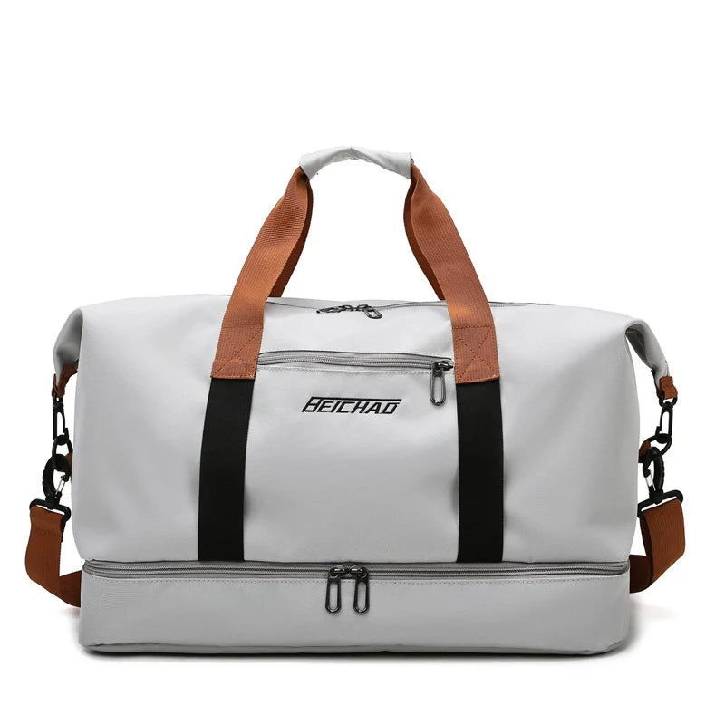 Gym Duffel Bag Water-Resistant Shoe Compartment Padded Shoulder Strap