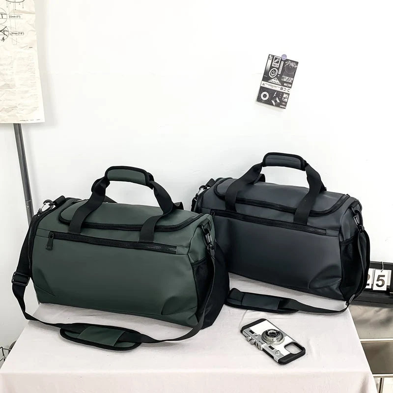 Gym Duffel Bag Water-Resistant Shoe Pocket Removable Adjustable Strap