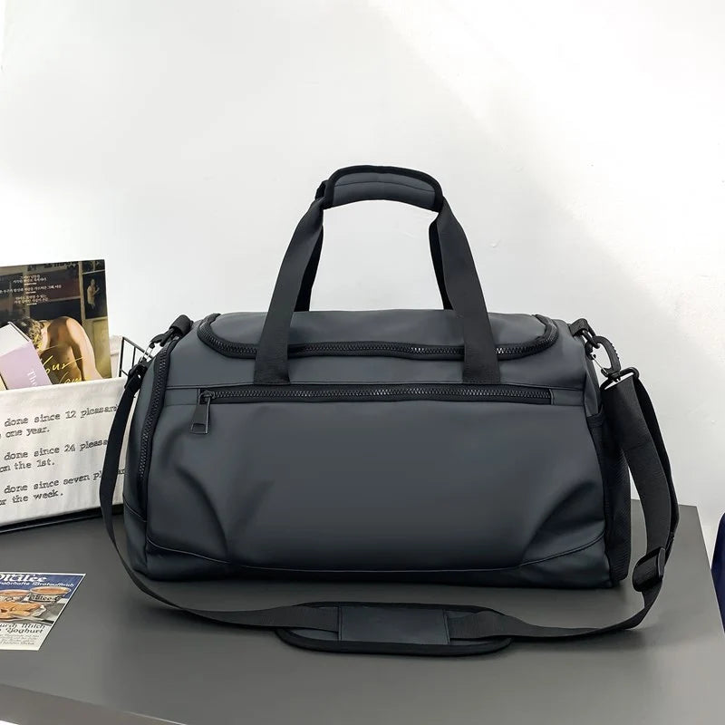 Gym Duffel Bag Water-Resistant Shoe Pocket Removable Adjustable Strap