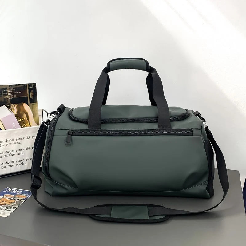 Gym Duffel Bag Water-Resistant Shoe Pocket Removable Adjustable Strap