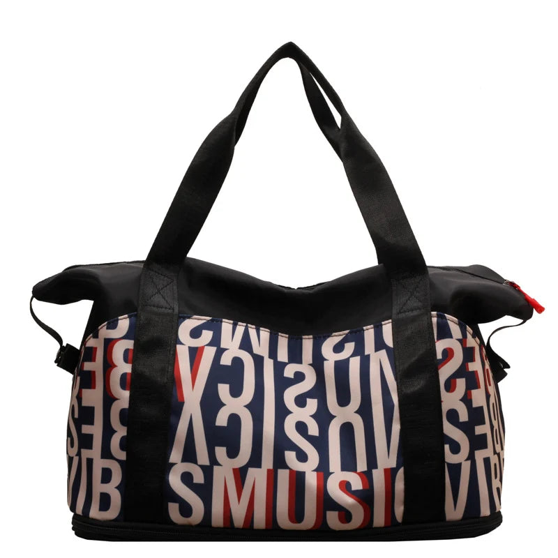 Gym Duffel Bag Wear-Resistant Fabric Shoe Compartment Padded Straps