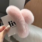Hair Claw Clip Plush Faux Fur Secure Hold