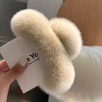 Hair Claw Clip Plush Faux Fur Secure Hold