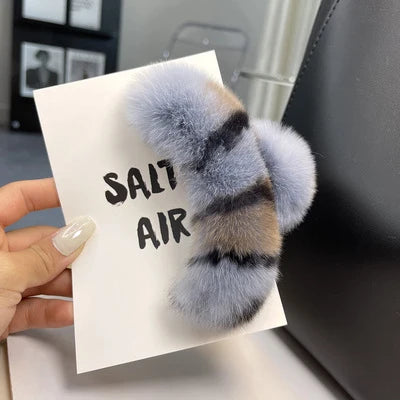 Hair Claw Clip Plush Faux Fur Secure Hold