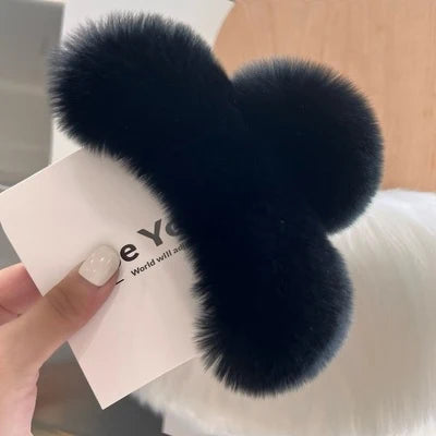 Hair Claw Clip Plush Faux Fur Secure Hold
