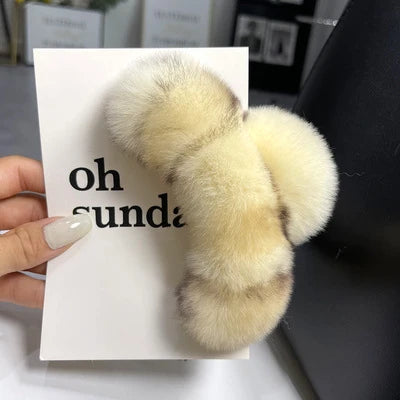 Hair Claw Clip Plush Faux Fur Secure Hold