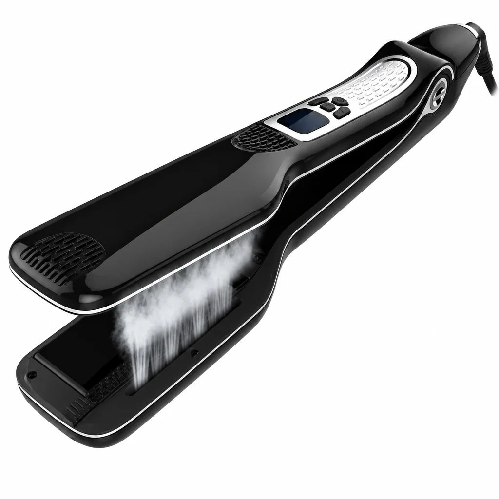 Hair Straightener Steam-Infused Ceramic Plates LCD Display