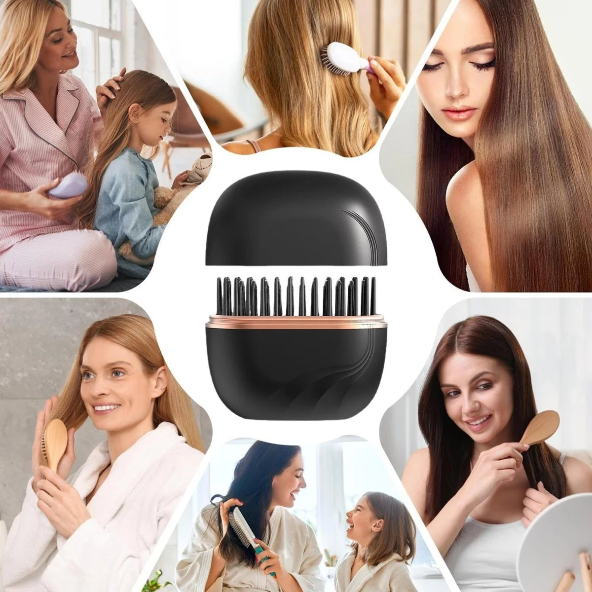 Hair Straightening Comb Cordless Rechargeable Adjustable Temperature