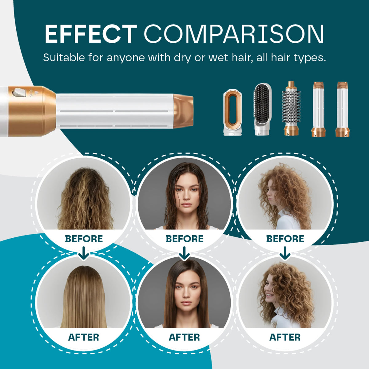 Hair Styler 5-in-1 Auto Curling & Blow Dry