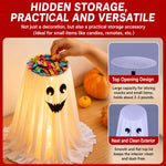 Halloween Candy Holder Ghost Decoration LED Lights Hidden Storage Tray