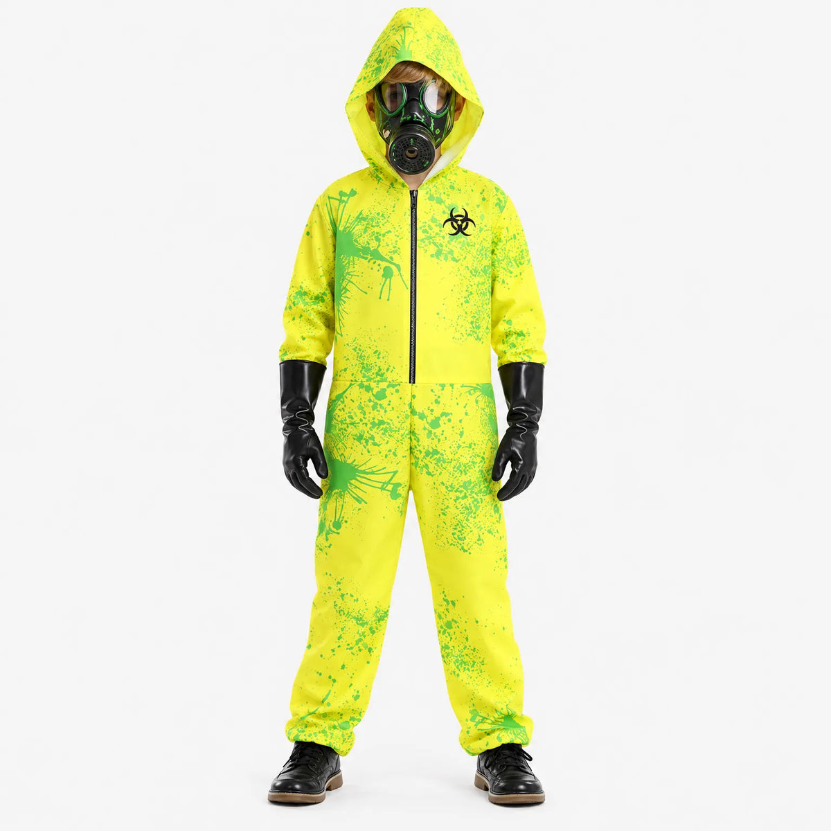 Halloween Costume Biohazard Zombie Jumpsuit Mask & Gloves