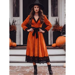 Halloween Costume Dress Vintage Lace-Up V-Neck