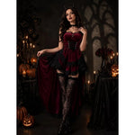 Halloween Costume Gothic Burgundy Black Lace 4-Piece Set