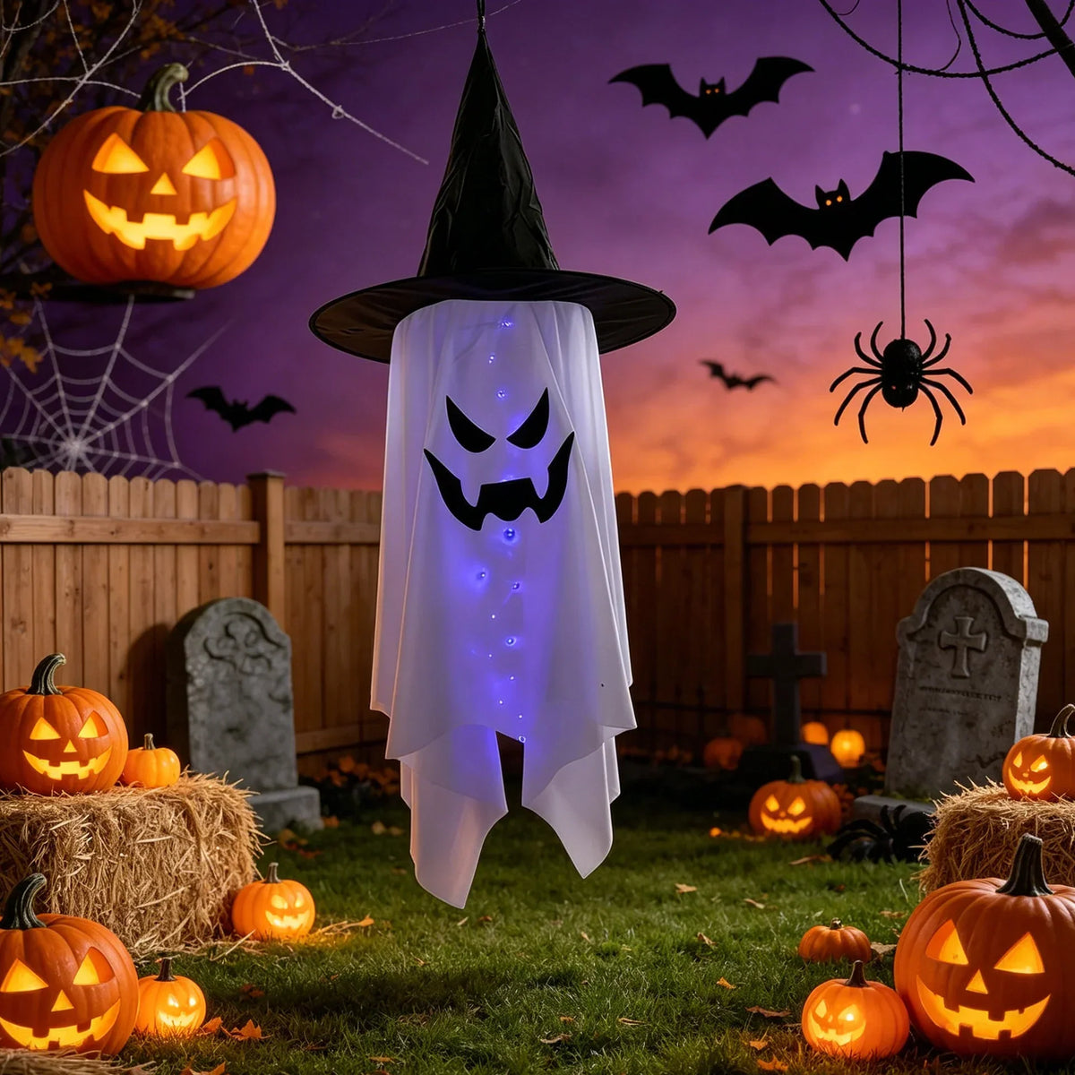 Halloween Decoration Figure Glowing Eyes Weather-Resistant Indoor & Outdoor Use