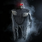 Halloween Decoration Figure Hooded Skeleton Red LED Eyes