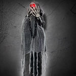 Halloween Decoration Figure Hooded Skeleton Red LED Eyes