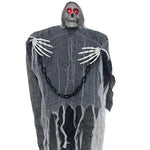 Halloween Decoration Figure Hooded Skeleton Red LED Eyes
