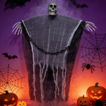 Halloween Decoration Figure Hooded Skeleton Red LED Eyes