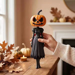 Halloween Figurine Pumpkin Head Black Dress 13.8-Inch Tall