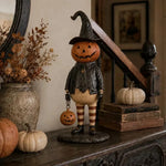 Halloween Figurine Resin Pumpkin Witch 7.1-Inch Display Decor