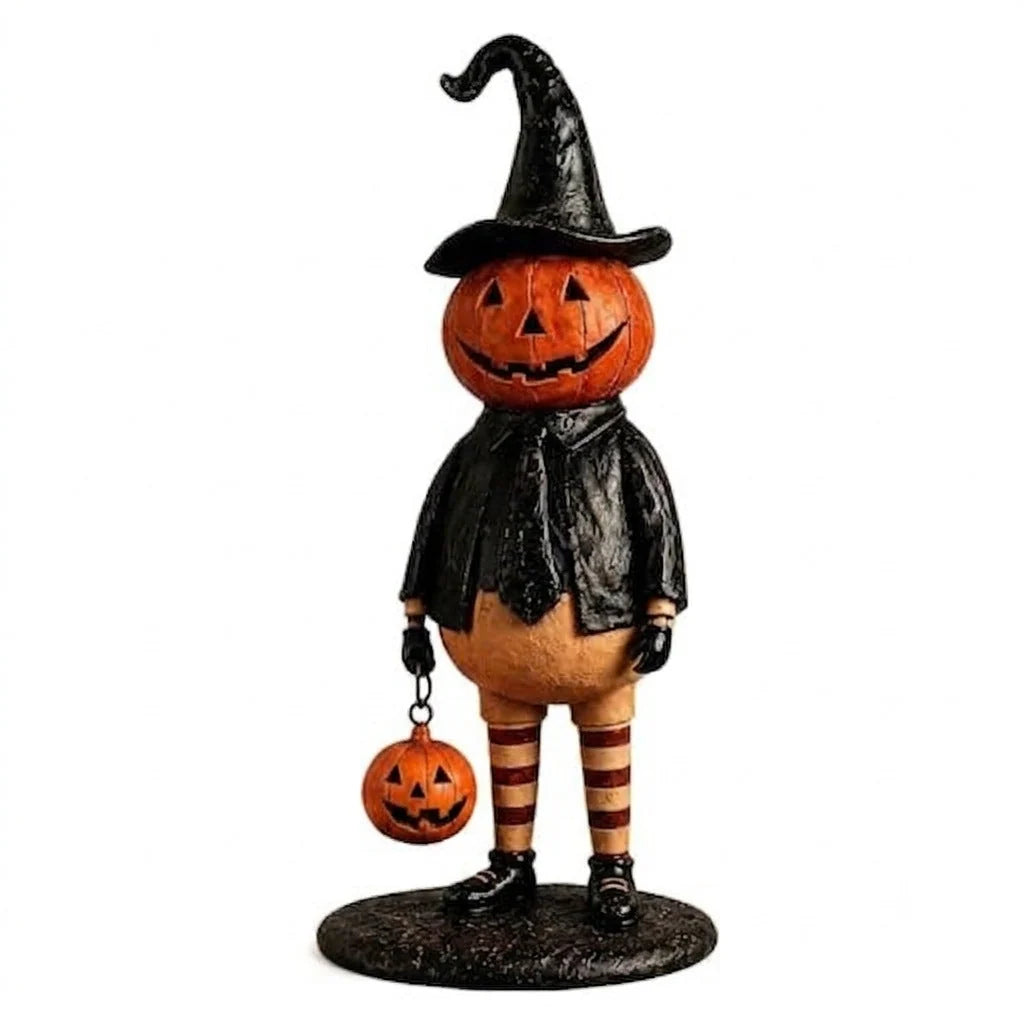 Halloween Figurine Resin Pumpkin Witch 7.1-Inch Display Decor
