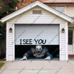 Halloween Garage Door Cover Crawling Clown Design Door Operable