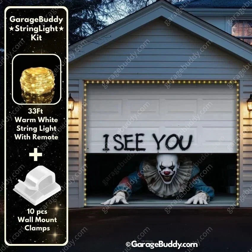 Halloween Garage Door Cover Crawling Clown Design Door Operable