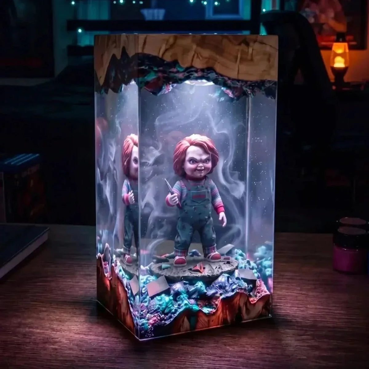 Halloween Lamp Handmade Resin Warm LED Glow