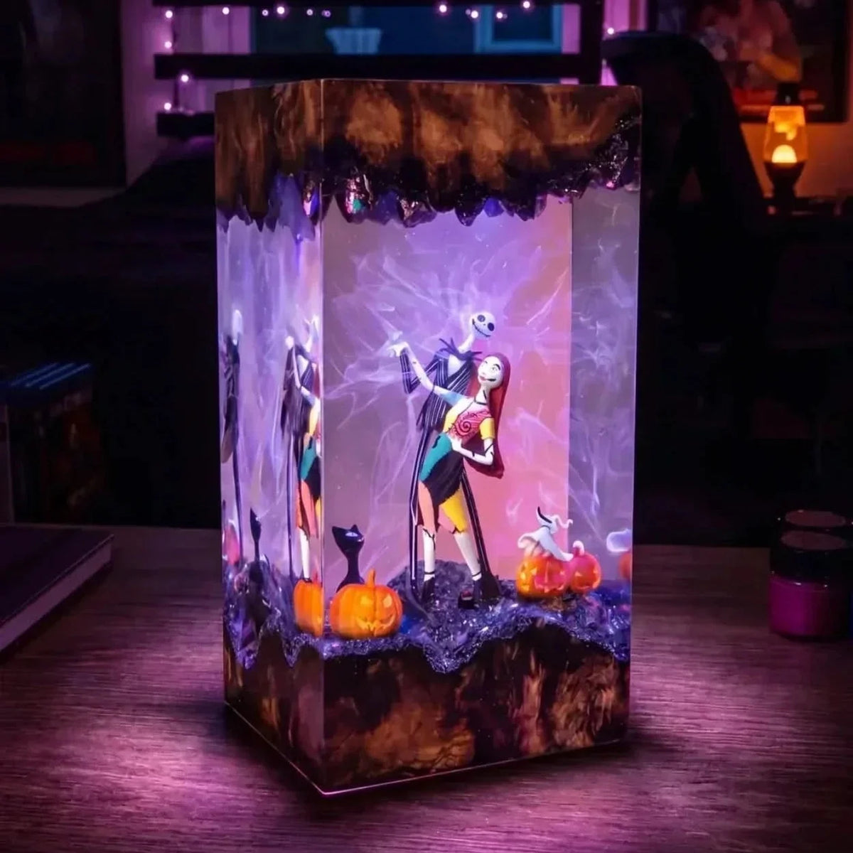 Halloween Lamp Handmade Resin Warm LED Glow