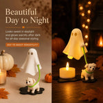 Halloween Ornament Ghost & Puppy Warm Light Tabletop Decor