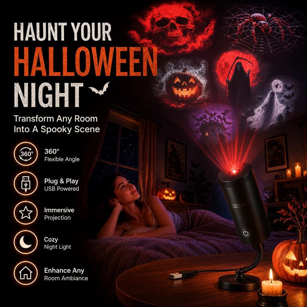 Halloween Projector Rotating USB Powered With 6 Scene Discs