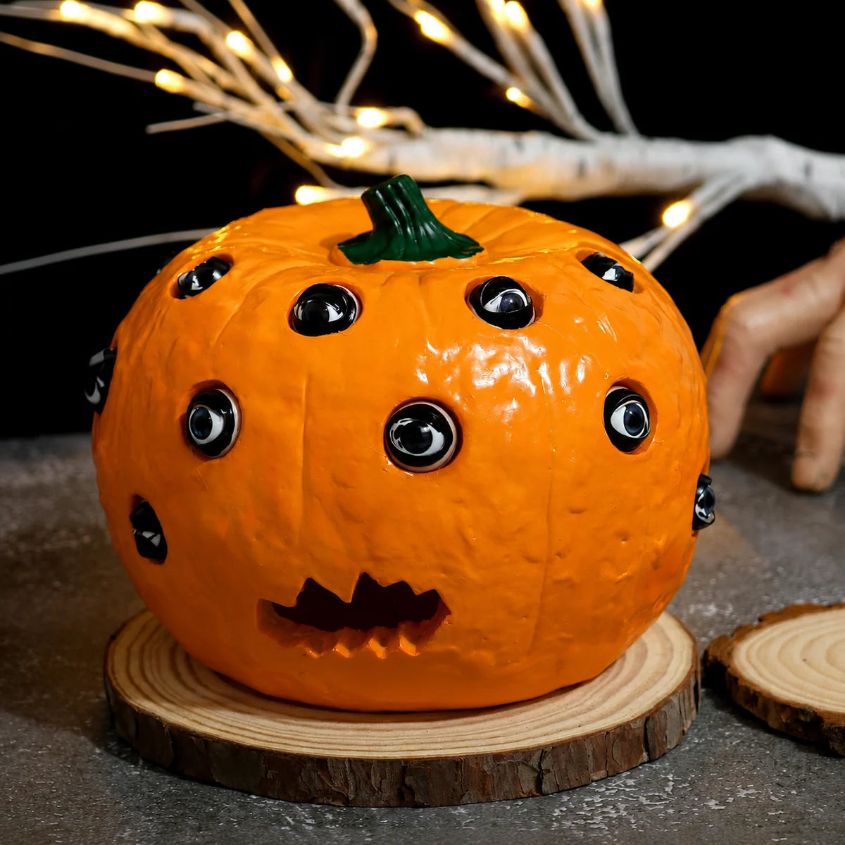 Halloween Pumpkin Decoration Resin Movable Eyeballs Indoor Outdoor