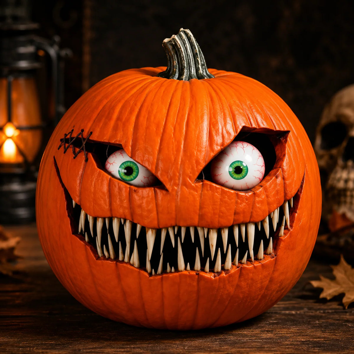 Halloween Pumpkin Decoration Resin Movable Eyeballs Indoor Outdoor