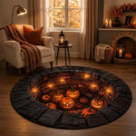 Halloween Rug 3D Pumpkin & Lantern Design Spot-Cleanable