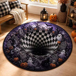 Halloween Rug 3D Pumpkin & Lantern Design Spot-Cleanable