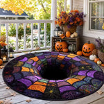 Halloween Rug 3D Pumpkin & Lantern Design Spot-Cleanable