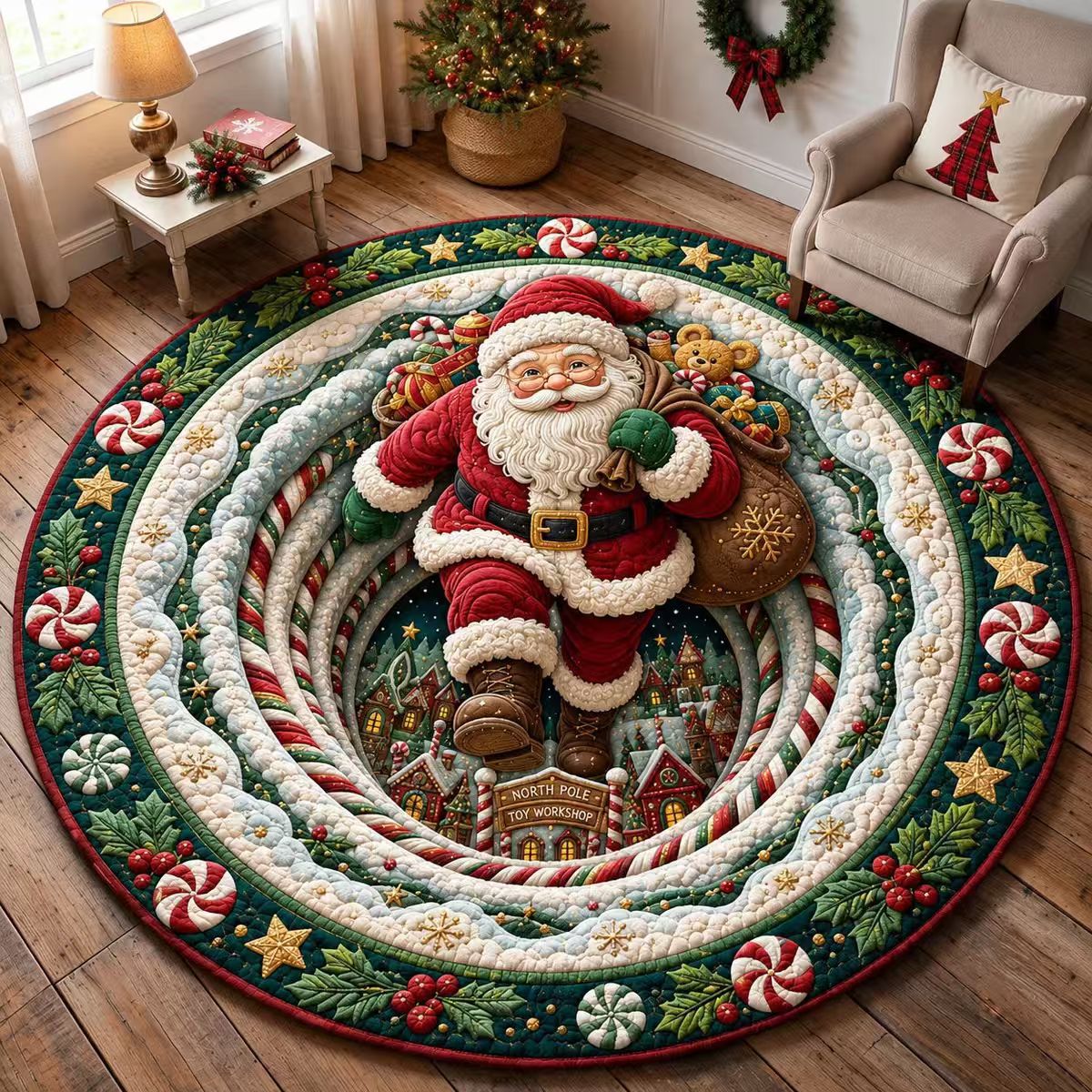 Halloween Rug 3D Pumpkin & Lantern Design Spot-Cleanable