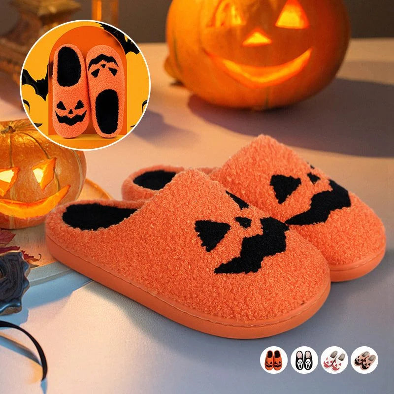 Halloween Slippers Plush Lined Non-Slip Rubber Sole